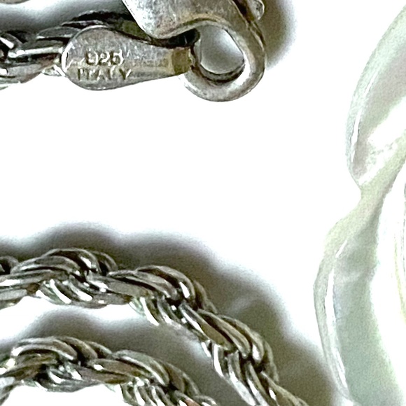 Sterling Silver Carved White Rose Necklace - Picture 4 of 5